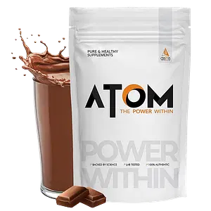 AS-IT-IS ATOM Whey Protein with Digestive Enzymes | 27g protein | 5.7g BCAA | Lab Tested | Double rich chocolate