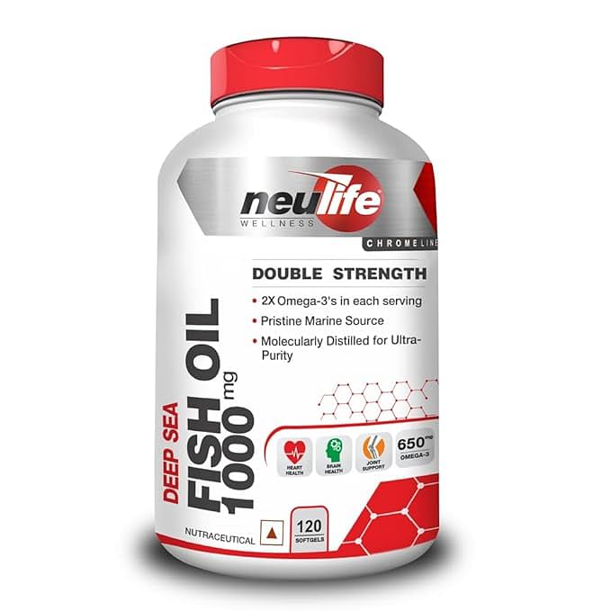 

NEULIFE (Vitrovea) Double Strength Omega 3 FISH OIL capsules (360-EPA 240-DHA) (Pack Of 120 softgels)