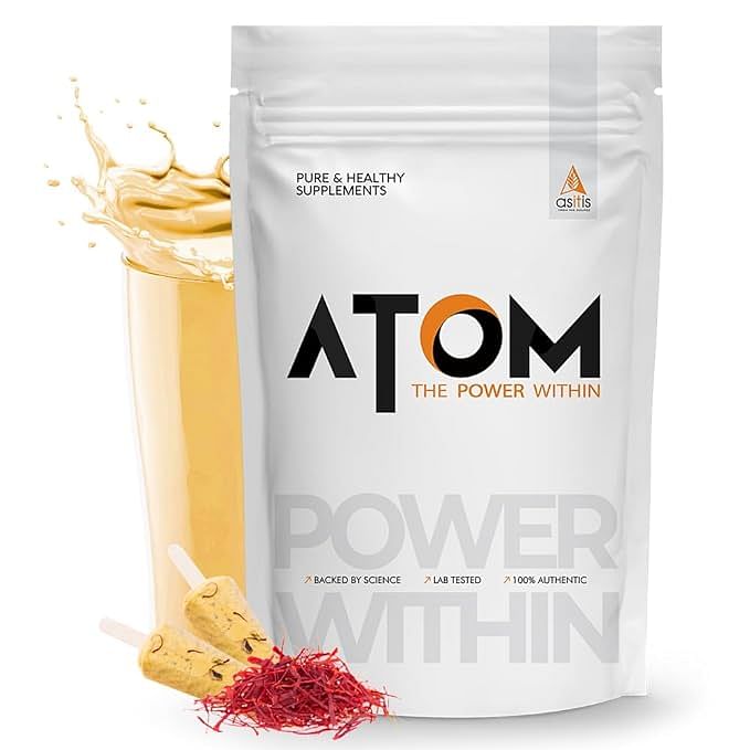 

AS-IT-IS ATOM Whey Protein with Digestive Enzymes | USA Labdoor Certified for Accuracy & Purity| 27g protein | 5.7g BCAA | Kesar Kulfi Flavor -...