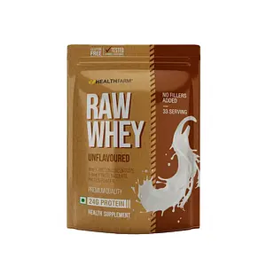 Healthfarm Raw Whey Unflavoured Whey Protein Concentrate + Whey Isolate Protein Powder|1kg|33 Servings