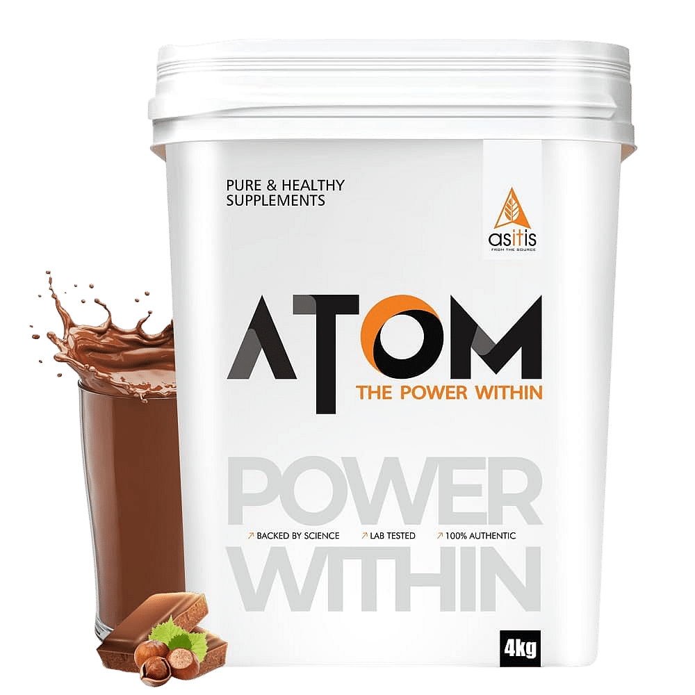 

AS-IT-IS ATOM Whey Protein 4 kg | Choco Hazel Fusion | 111 Servings | 27g protein | 5.7g BCAA | Digestive Enzymes