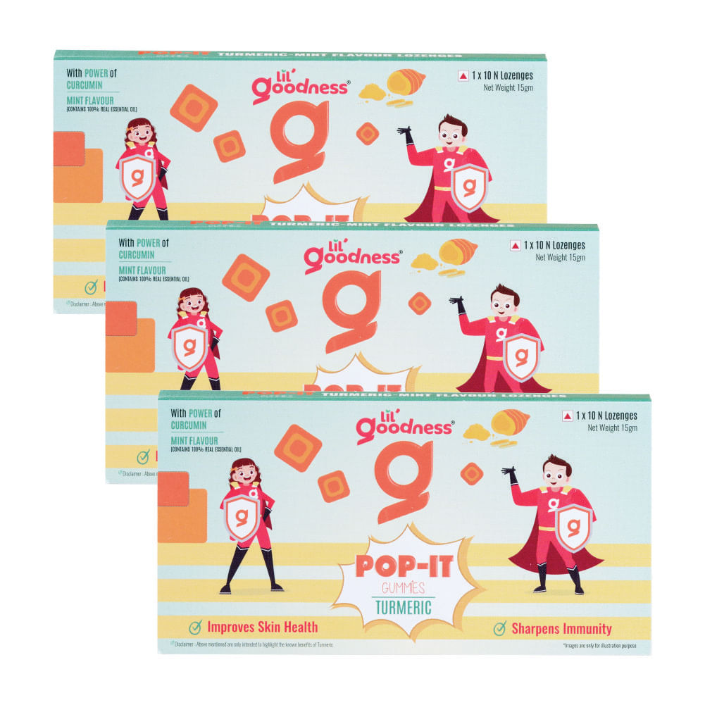 

LiLGoodness Turmeric Gummies - Mint Flavour Lozenges - Pack Of 3 | Lozenges With Natural Curcumin Extract From Turmeric | Stronger Immunity
