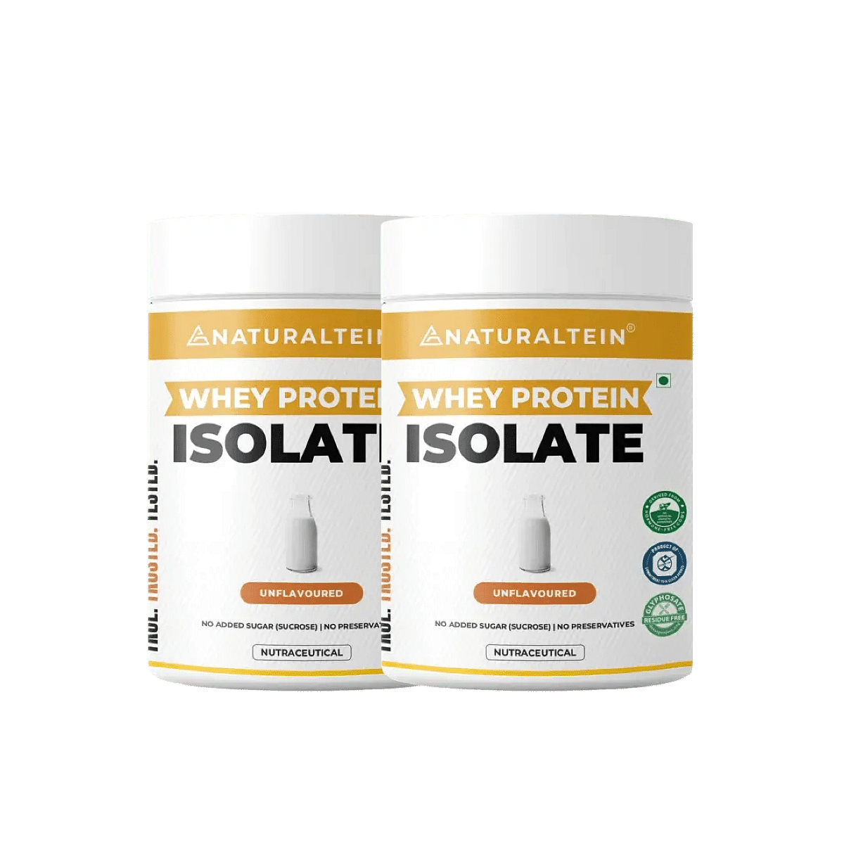 

NATURALTEIN Whey Protein Isolate Unflavoured - 300 gms - Pack of 2