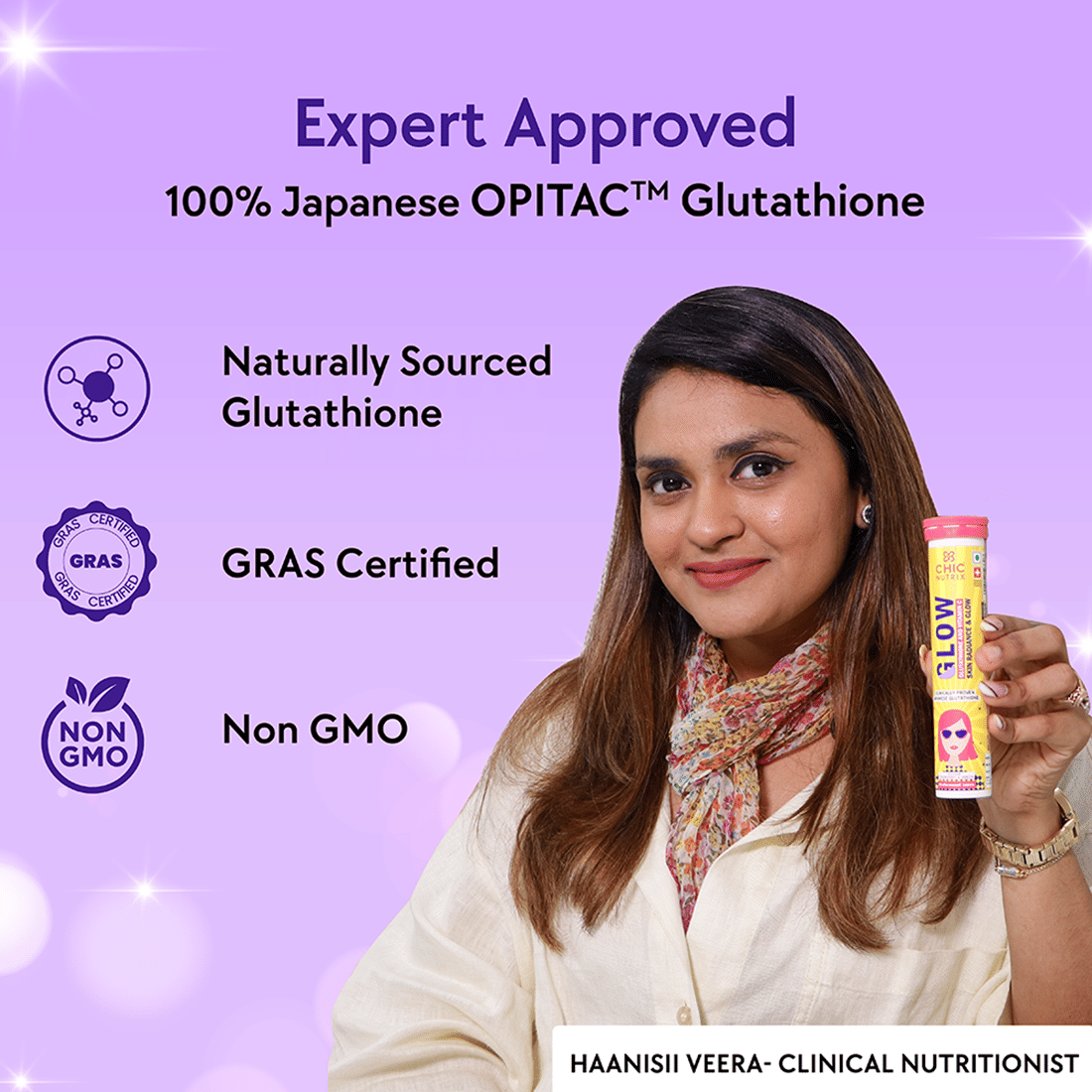 Chicnutrix Glow- 60 Effervescent Tablets| 500mg Japanese Glutathione & Vit.  C| Antioxidants for clear, glowing skin| Sugar-free, Strawberry-lemon  flavour