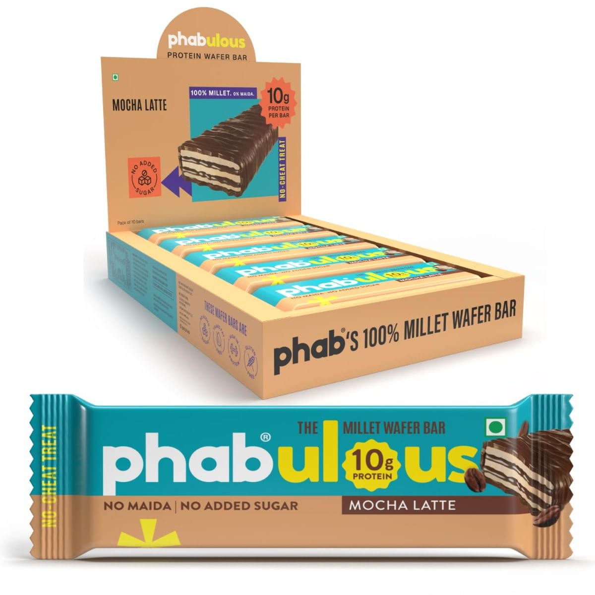 

Phab Millet Wafers - Mocha Latte | 10g Protein | 0 Sugar, No Maida, No Preservatives, No Trans Fat | Millet Goodness (Bajra) | Gluten-Free Healthy ...