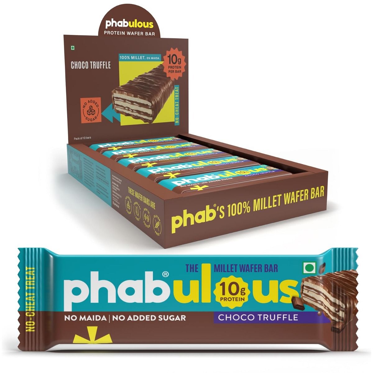 

Phab Millet Wafers - Choco Truffle | 10g Protein | 0 Sugar, No Maida, No Preservatives, No Trans Fat | Millet Goodness (Bajra) | Gluten-Free Health...