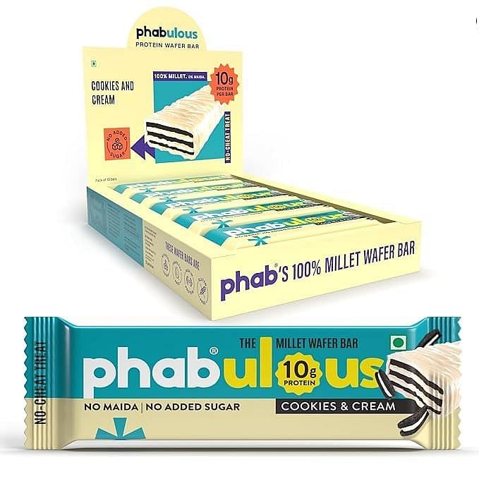 

Phab Millet Wafers - Cookies & Cream | 10g Protein | 0 Sugar, No Maida, No Preservatives, No Trans Fat | Millet Goodness (Bajra) | Gluten-Free Heal...