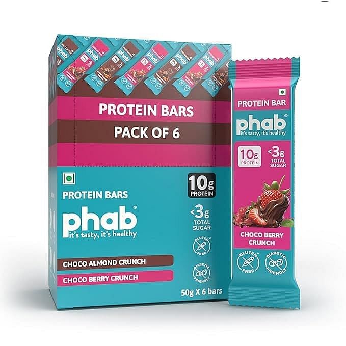 

Phab 10G Choco Berry Crunch Protein Bars|(Pack Of 6 X 50 Gram)|12% Berries (Cranberry & Strawberry) |Crunchy, Diabetic Friendly, High Fibre, No Pre...