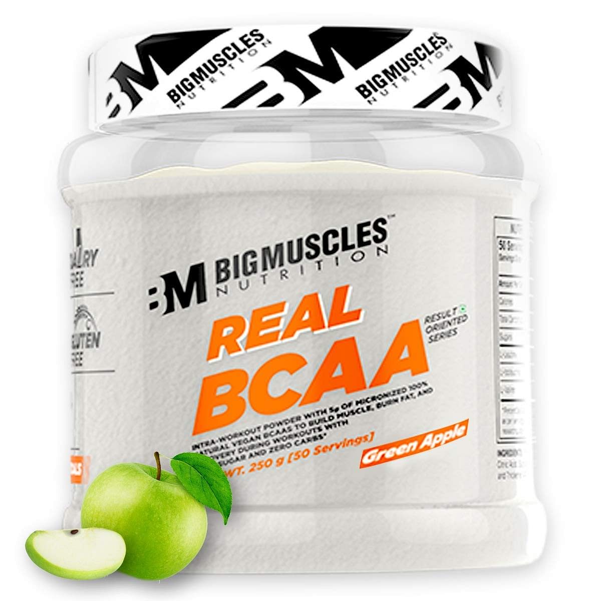 

Bigmuscles Nutrition Real BCAA Green Apple 50 Serving (250 Gm)