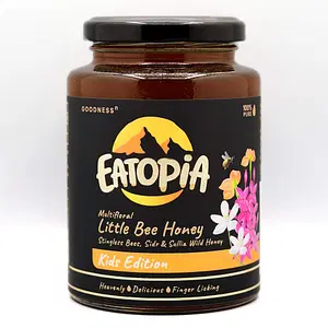 Eatopia Little Stingless Bees Honey 250g | 100% Pure & Natural Immunity Booster with No Sugar Adulteration | NMR Tested for Kids - Sidr & Sullia Wild Flower Honey (Multifloral)
