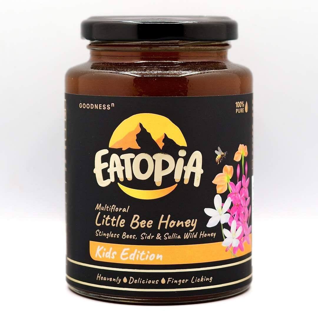 Eatopia Little Stingless Bees Honey| 100% Pure & Natural Immunity Booster with No Sugar Adulteration | NMR Tested for Kids - Sidr & Sullia Wild Flower Honey (Multifloral) - 250g