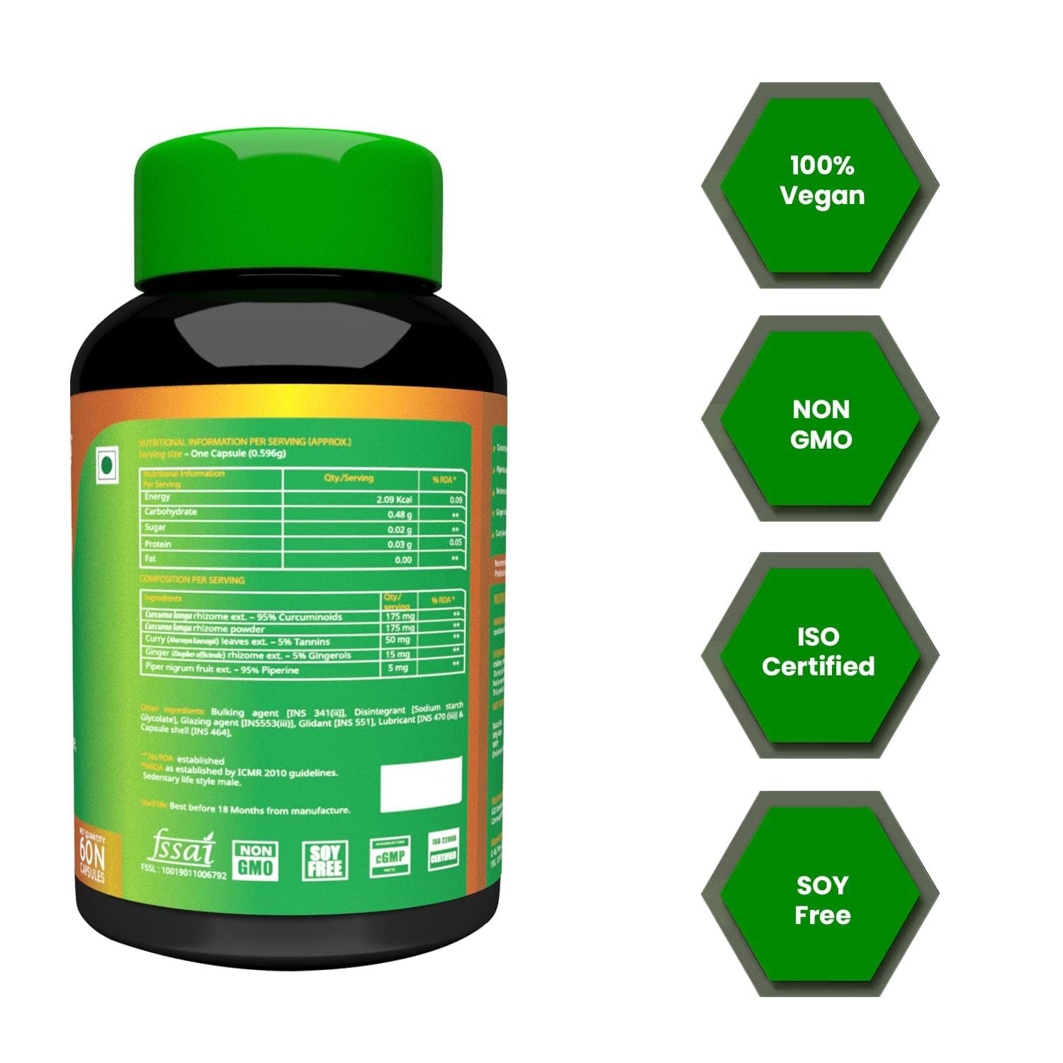 

Fitspire Fit Curcumin Capsules - 60 Units | Natural Immunity Booster for Adults | 100% Vegan | Daily Health Supplement | With Piperine, Berberine, ...