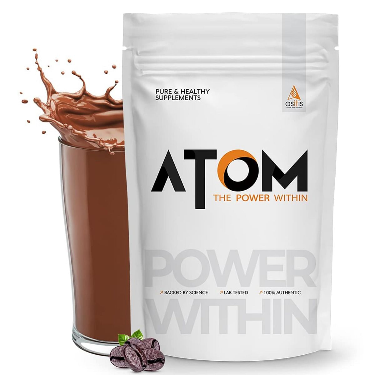 

AS-IT-IS ATOM Whey Protein 1kg | Caffe latte flavor | 27g protein | 5.7g BCAA | Digestive Enzymes