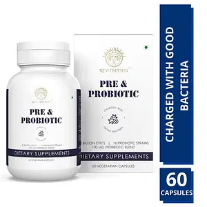 NEWTREESUN Pre & Probiotics 30 Billion CFUs |16 Probiotic Strains 100MG Prebiotic Blend -Pack Of 60 Vegetarian Capsules