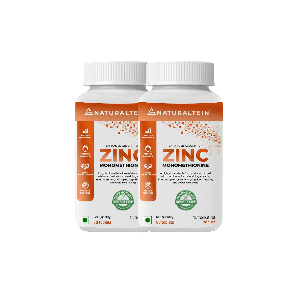 

NATURALTEIN Zinc Monomethionine - 60 Tablets - Pack of 2