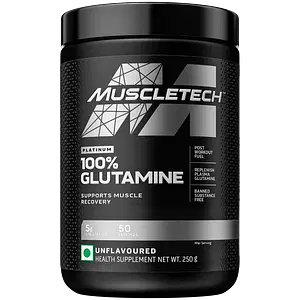 MuscleTech Essential Series Platinum Glutamine Ultra - pure Replenish Plasma Glutamine Sports Nutrition Non - Stimutant Formula Powder - 250 G (10.58OZ)