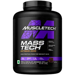 MuscleTech MassTech Extreme 2000 3kg  | 30g Protein | Triple Chocolate Brownie | Weight Gain