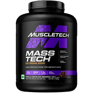 MuscleTech MassTech Extreme 2000 3kg  | 30g Protein | Triple Chocolate Brownie | Weight Gain