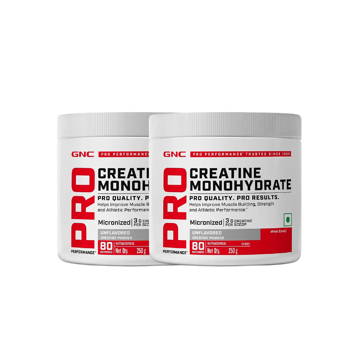

GNC PRO PERFORMANCE CREATINE MONOHYDRATE 250GM | 80 SERVINGS | UNFLAVOURED | MICRONIZED | FUELS MUSCLES | ENERGY - Pack of 2