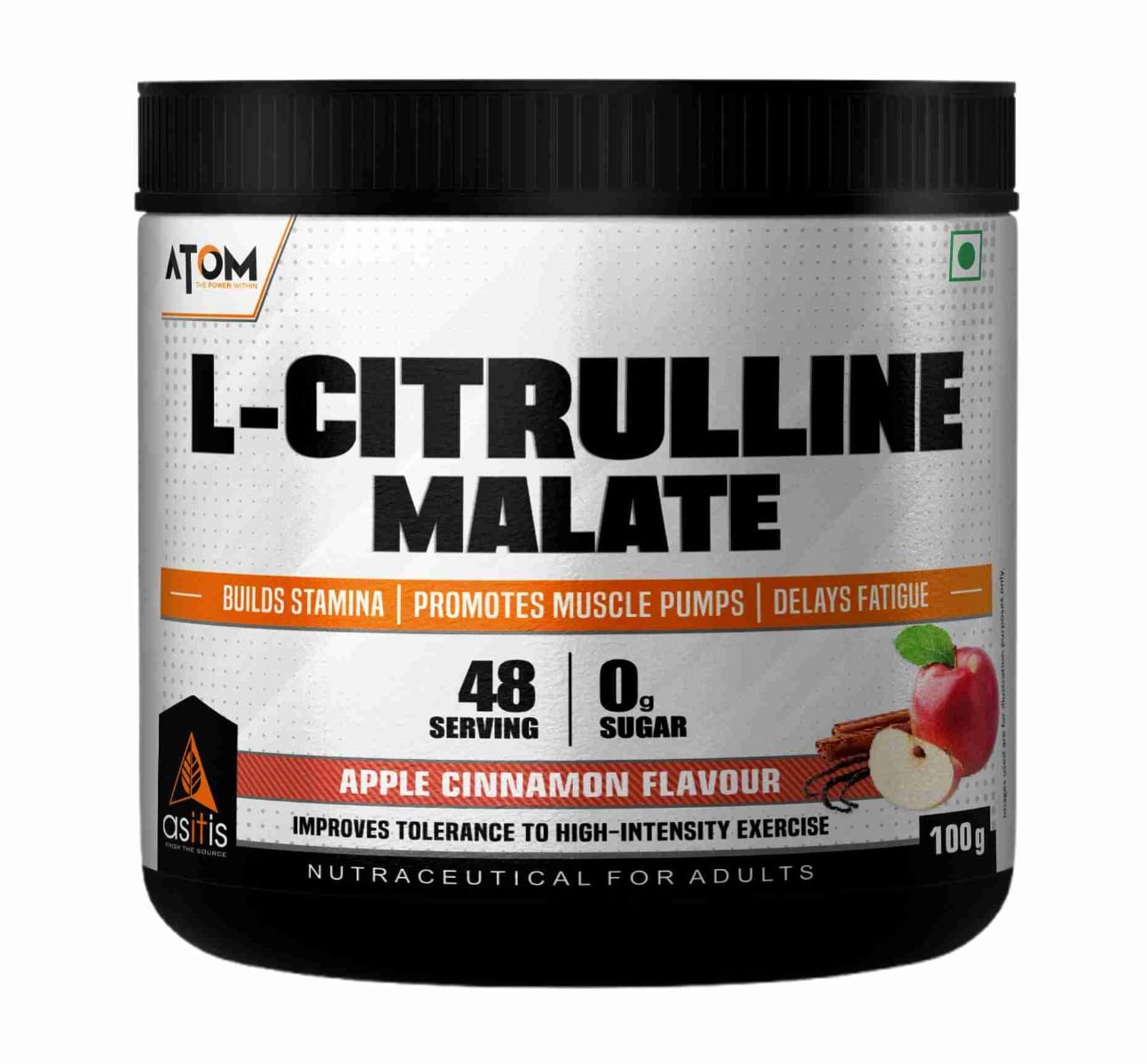 

AS-IT-IS ATOM L Citrulline Malate 2:1 | 48 servings | 0 Sugar | Improves Tolerance to High-Intensity Exercise | Builds Stamina | Apple Cinnamon Fla...