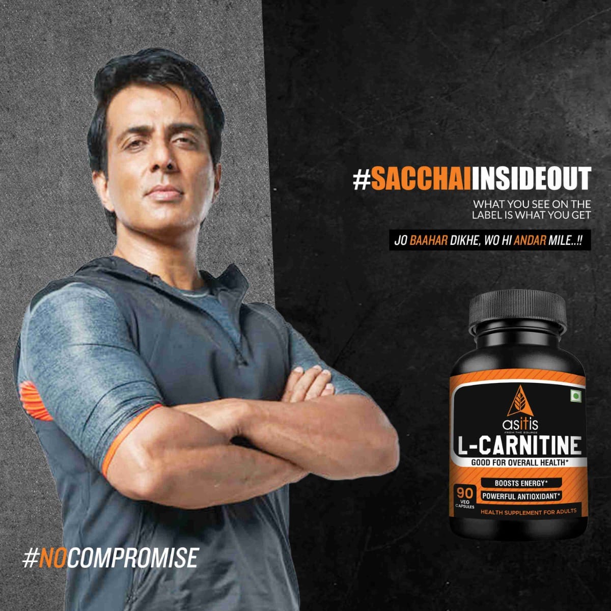 AS-IT-IS Nutrition 100% L-Carnitine L-Tartrate, 500mg per serving, 90  Capsules| Imported Carnipure Source |Zero Fillers | Boosts Performance