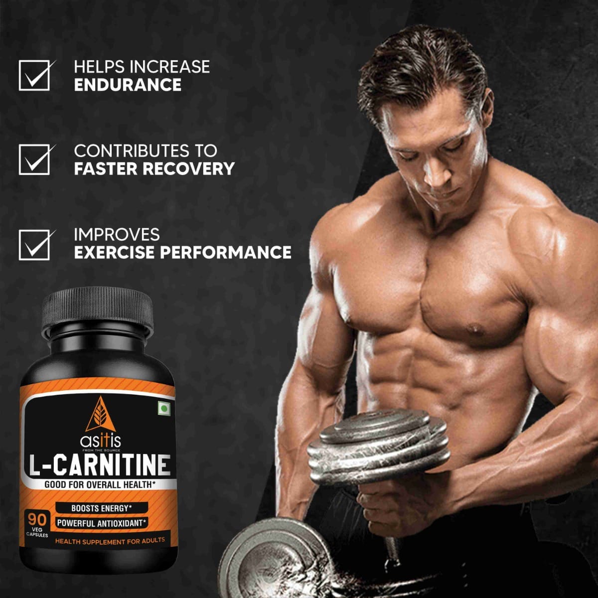 AS-IT-IS Nutrition 100% L-Carnitine L-Tartrate, 500mg per serving, 90  Capsules| Imported Carnipure Source |Zero Fillers | Boosts Performance |  Supports weight Loss |Lab Tested