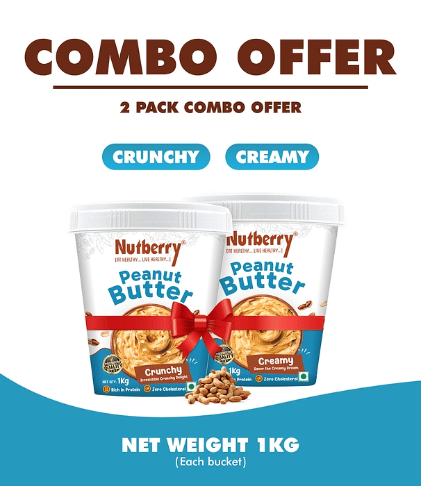 

Nutberry Peanut Butter Crunchy 1Kg + Peanut Butter Creamy 1Kg