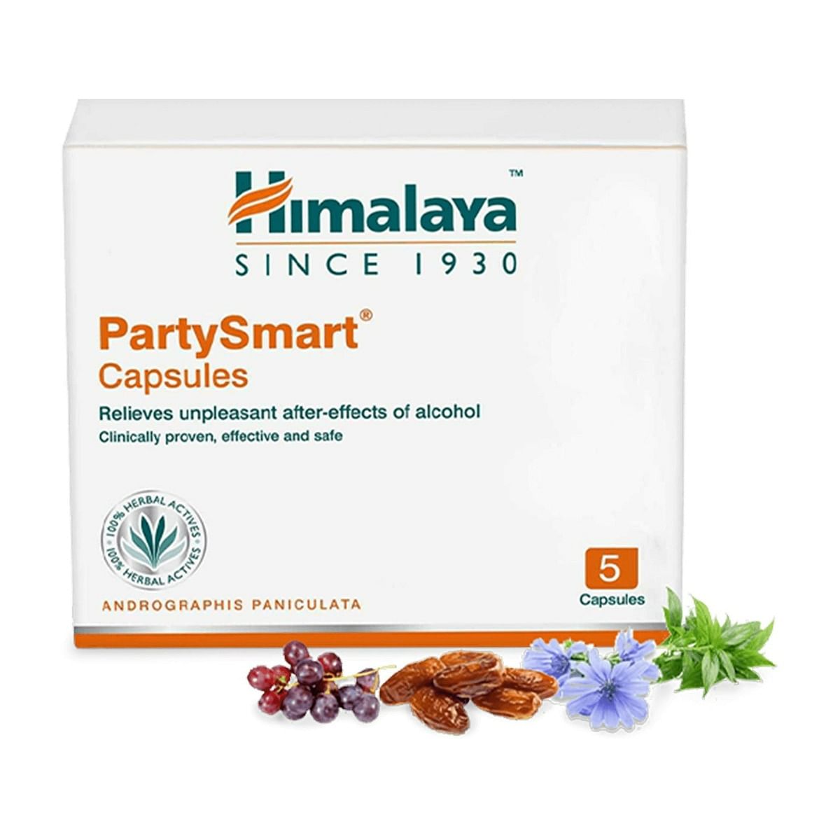 

Himalaya Party Smart Capsules - 5 Capsules, White | Alleviates The After Effects Of Alcohol, Burning Sensation, Drowsiness, Nausea, Headache & Fatigue