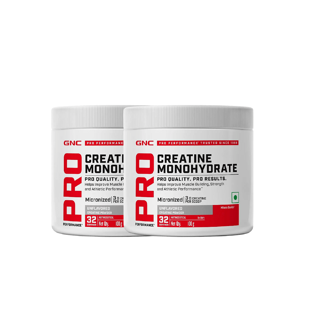 

GNC PRO PERFORMANCE CREATINE MONOHYDRATE 100GM | 32 SERVINGS | UNFLAVOURED | MICRONIZED | FUELS MUSCLES | ENERGY - Pack of 2
