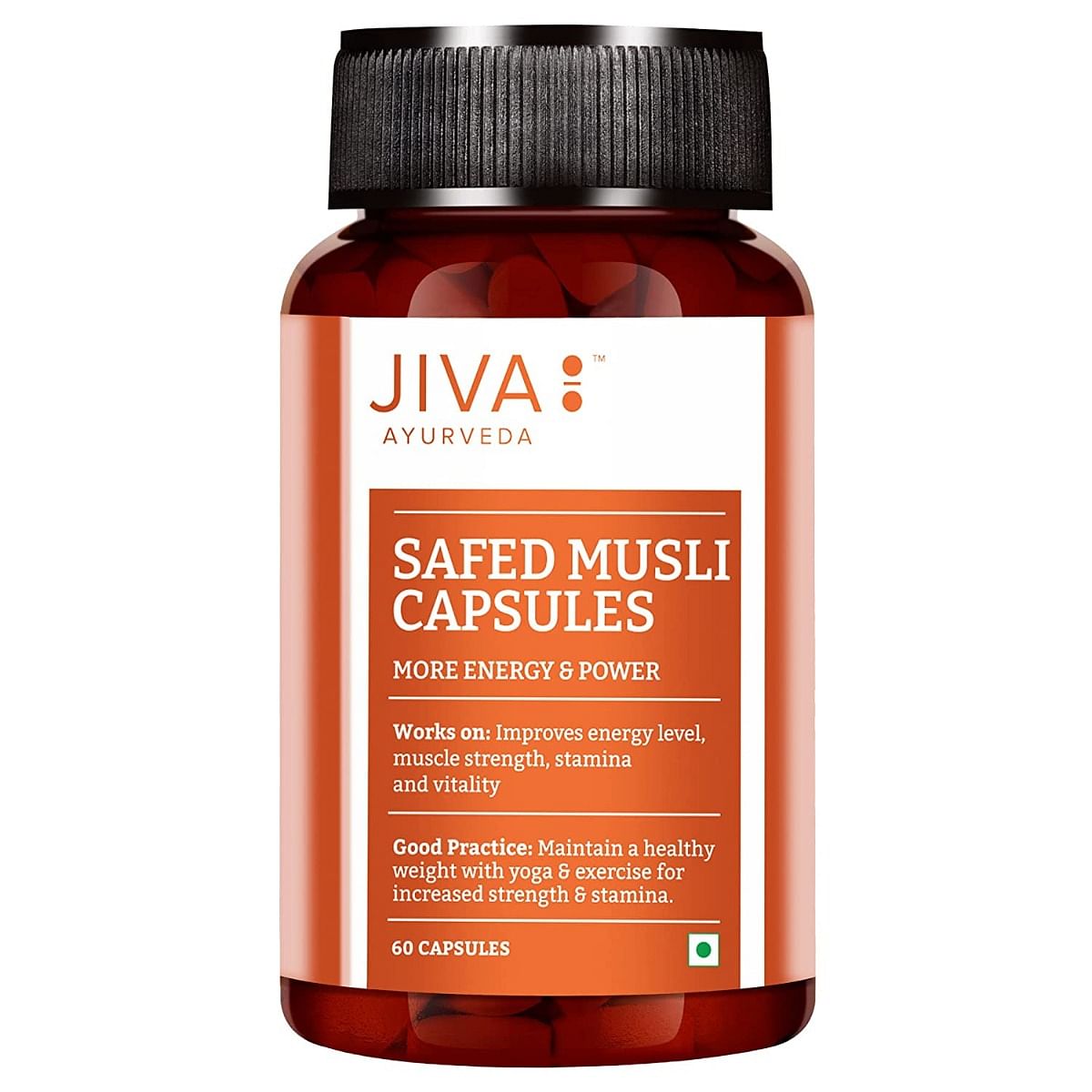 

Jiva Ayurveda Safed Musli 60 Capsules for Body Strength, Stamina, and Energy - Pack of 1