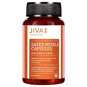 Jiva Ayurveda Safed Musli 60 Capsules for Body Strength, Stamina, and Energy - Pack of 1