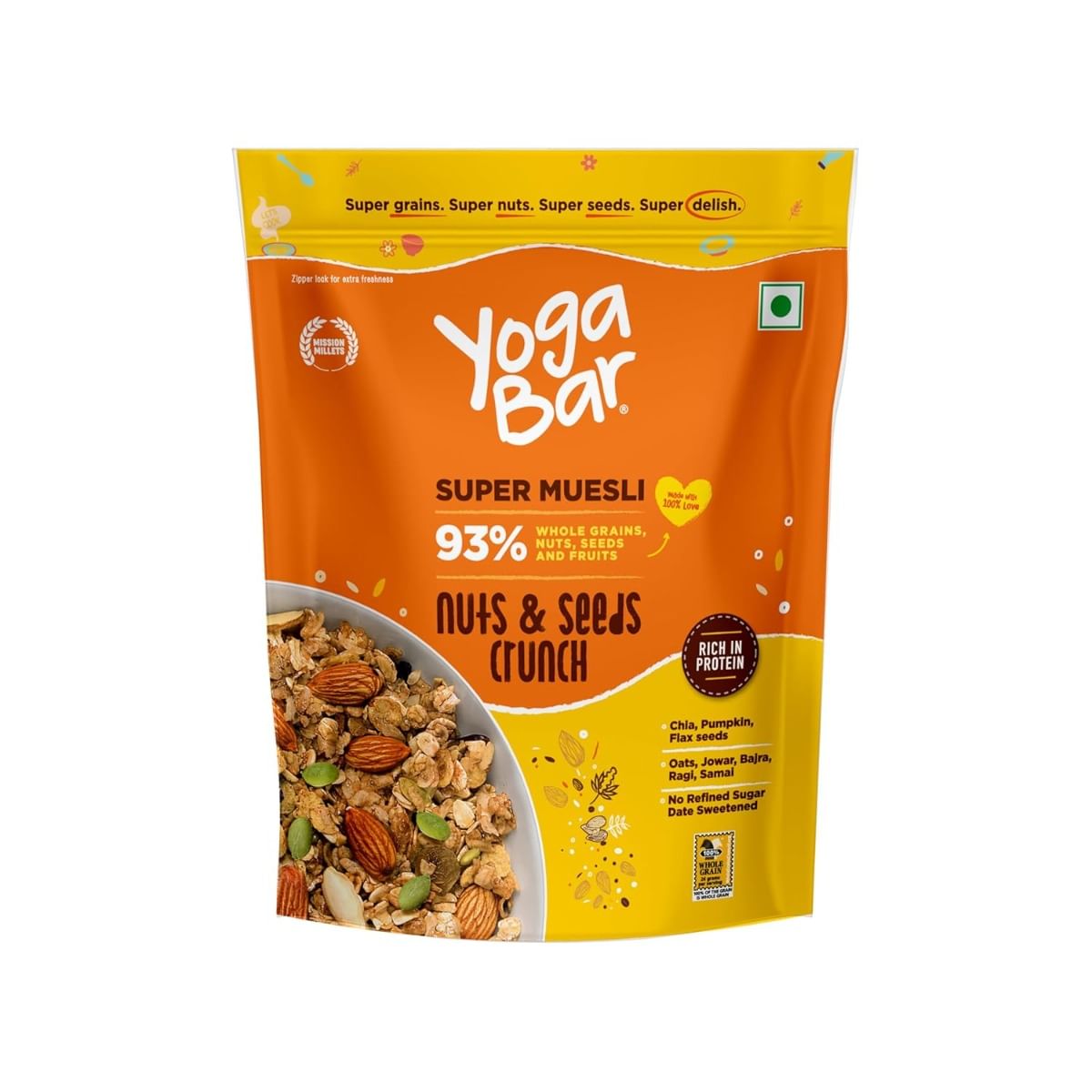 

Yogabar Nuts & Seeds Crunch Muesli, Super Save Pack, Wholegrain Breakfast, High Fiber Pouch (700 G)