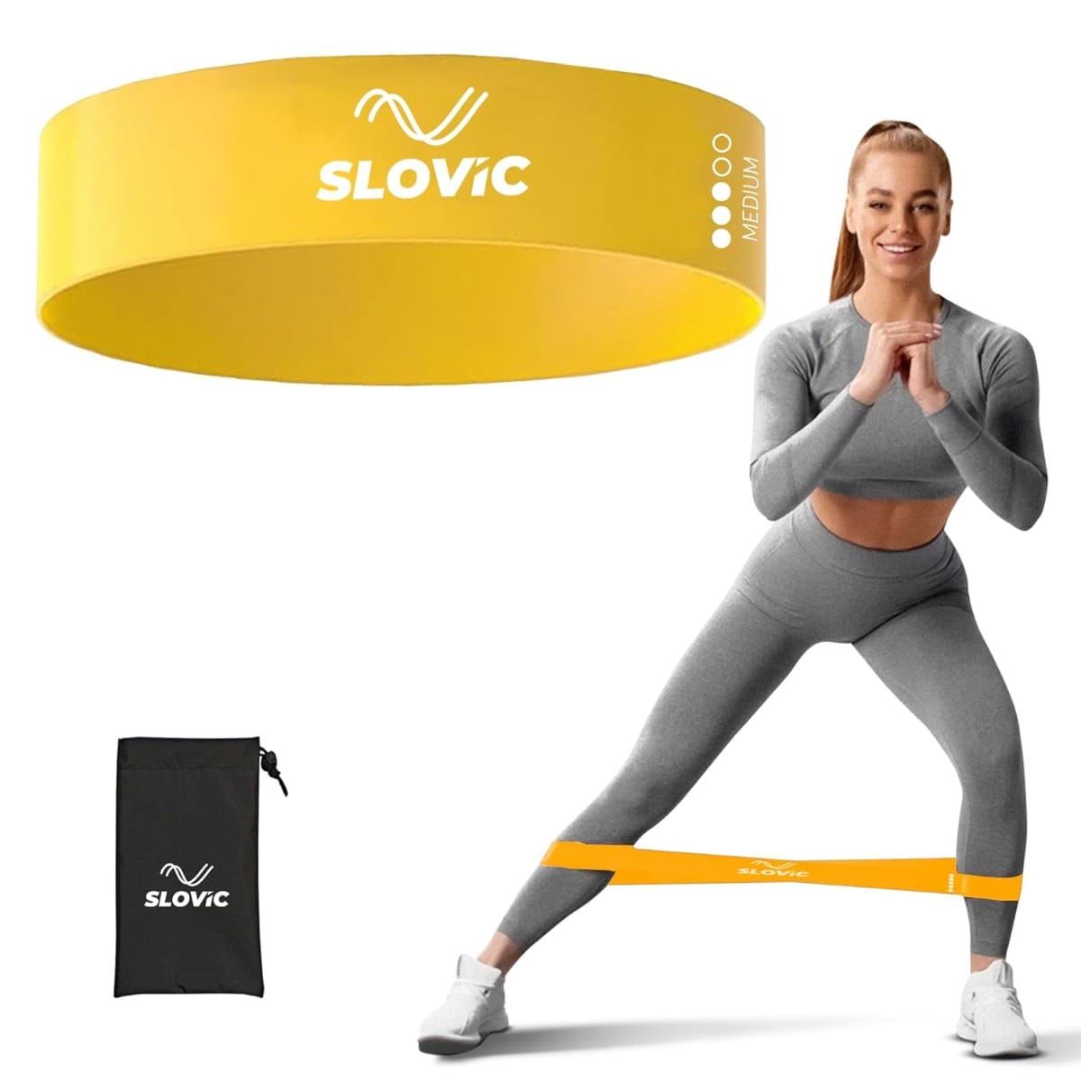 SLOVIC Resistance Loop Bands 100% Natural Latex Exercise Bands with 1 Year Warranty Mini Resistance Loop Band for Full Body Exercises - Yellow