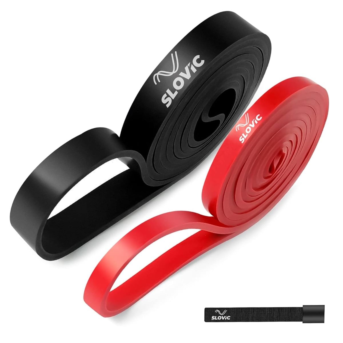 SLOVIC Resistance TPE Bands for Workout - Black & Red | Resistance Band Set | Exercise Band for Home Gym Fitness | Pull Up Band | Stretching Band | Gym Band for Men & Women | Heavy Duty Material-picture-19