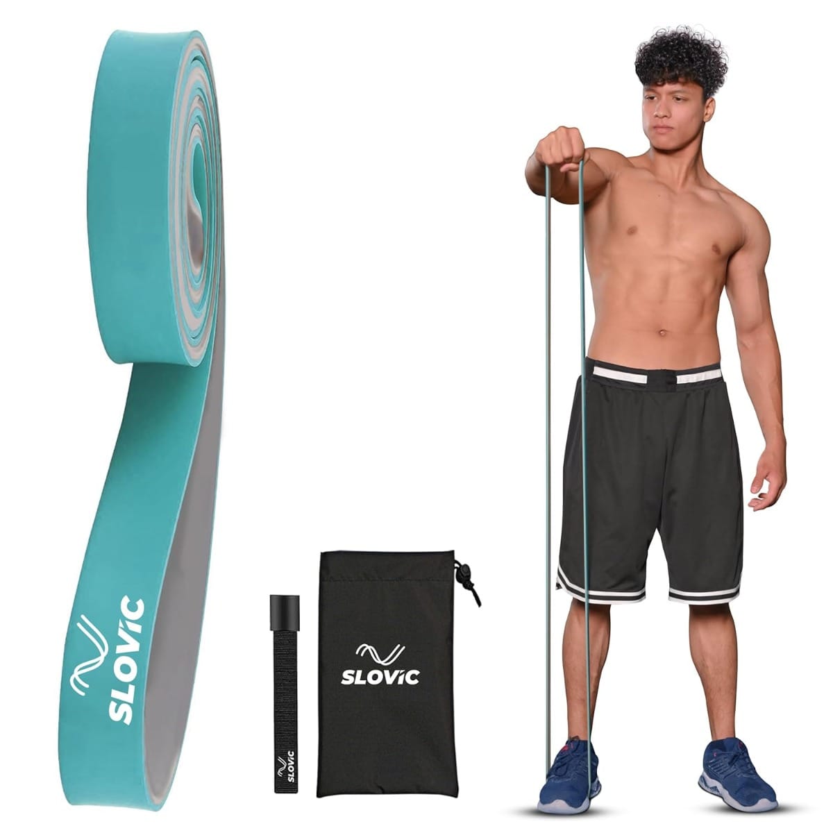 SLOVIC Dual Color Heavy Resistance Band (Blue & Grey) for Workout Set Exercise & Stretching Pull Up Bands for Home Exercise Toning Loop Bands for Gym Men & Women Resistance Bands (With Door Anchor)