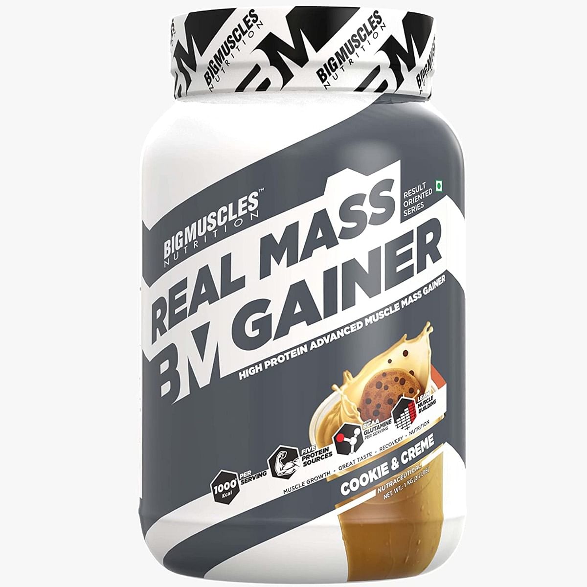 

Bigmuscles Nutrition Real Mass Gainer [1Kg, Cookie & Cream ]