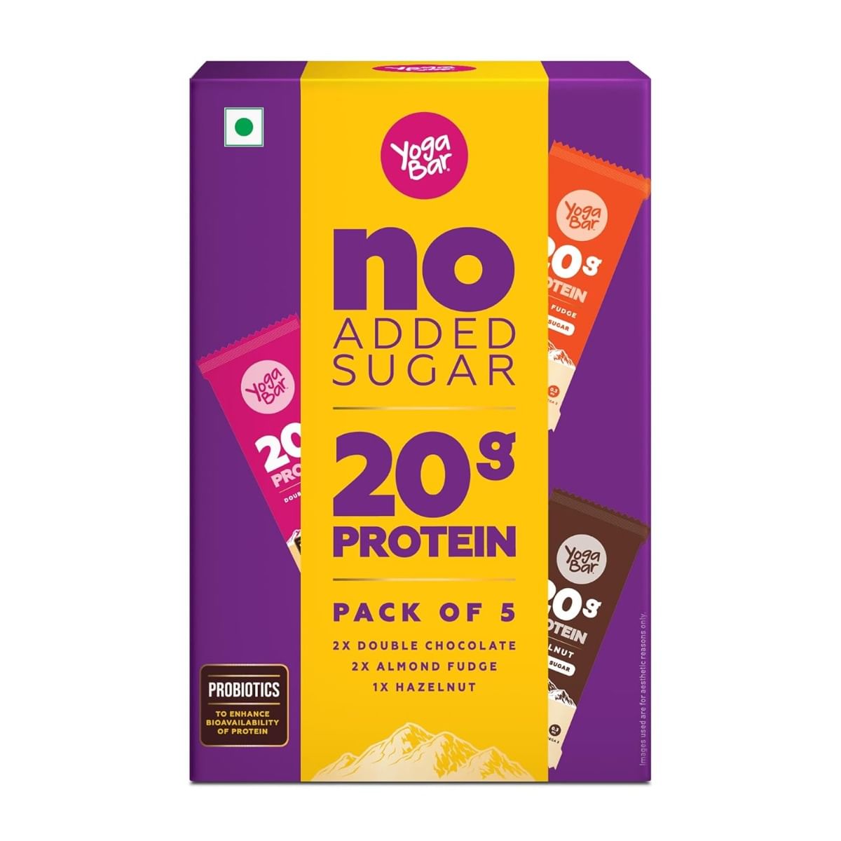 

Yogabar No Added Sugar 20g Protein Bars | High Protein & Energy Bars | Added Probiotics & Whey | 20g Protein & 10g Fibre Nutrition Bars| Pack of 5 ...