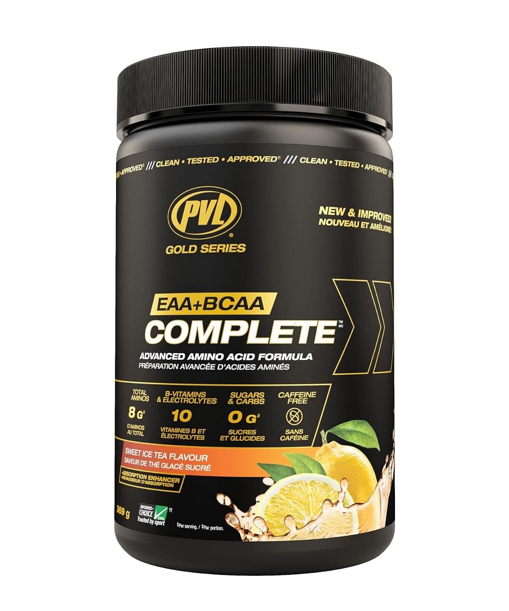 

PVL Gold Series EAA+BCAA Complete Flavor Protein Powder 330 Gram (Sweet Ice Tea Flavor)