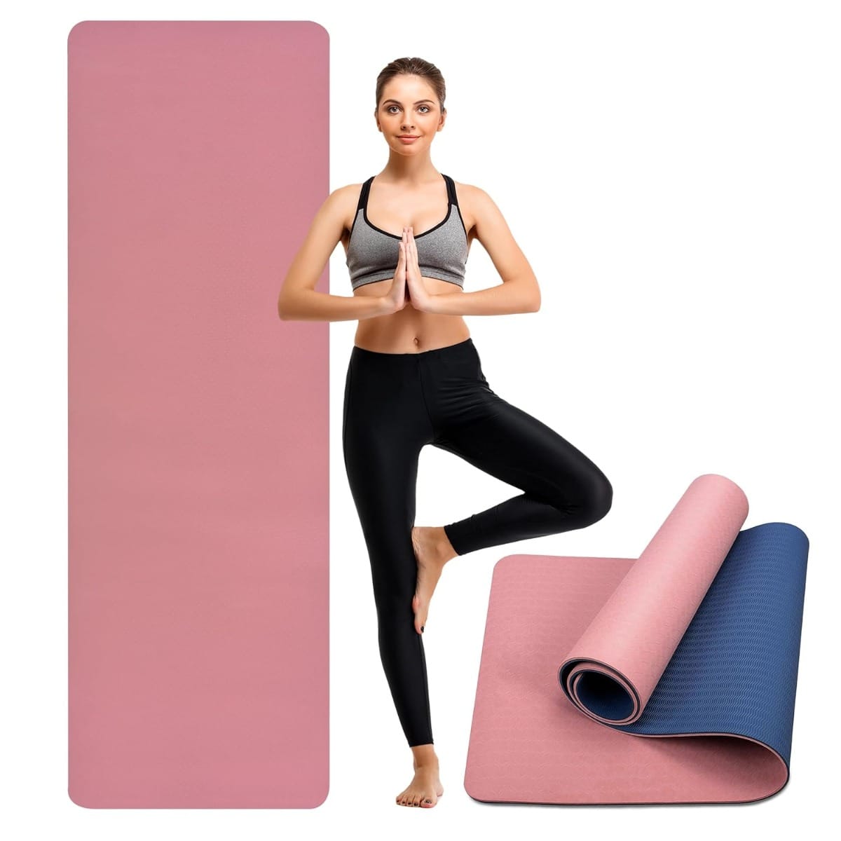 Yoga Mat for Women by SLOVIC | Exercise Mat for Home | Yoga Mat for Men || ANTI SLIP || Workout Mat For Kids | Gym Mats for Indoor Excercise | PVC Free Yoga Mat 6mm Thick | Blue & Pink