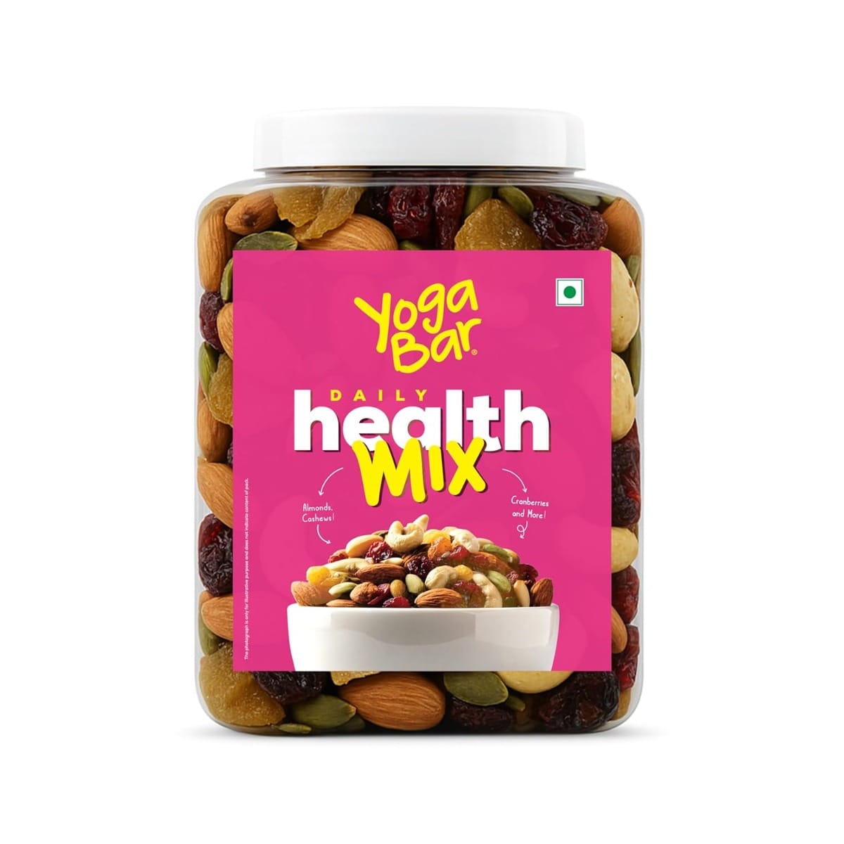 Yogabar Trail Mix - Daily Health Mix 850g - Mixed Nuts with Dry Fruits & Seeds - Mixed Dry Fruits with Almonds Cashews Raisins Cranberries Pumpkin Seeds - Healthy Snack Reusable Jar 850g