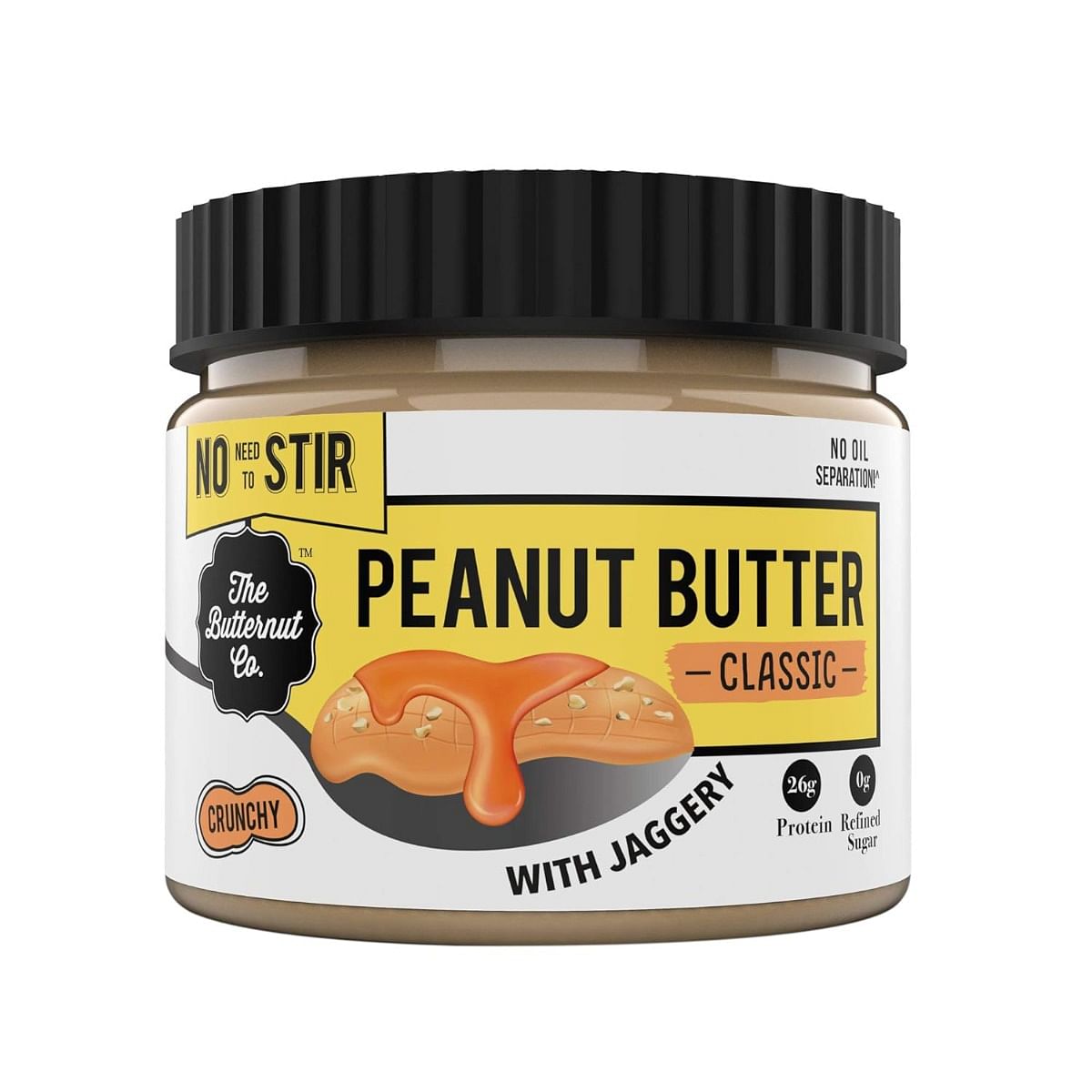 

The Butternut Co. No stir Peanut Butter Classic (With Jaggery) Crunchy - 340g (No Added Sugar, Vegan, High Protein, Keto)