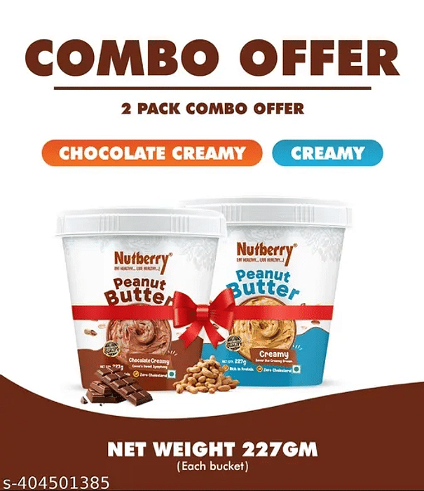 

Nutberry Peanut Butter Chocolate Creamy 227Gm + Peanut Butter Creamy 227Gm