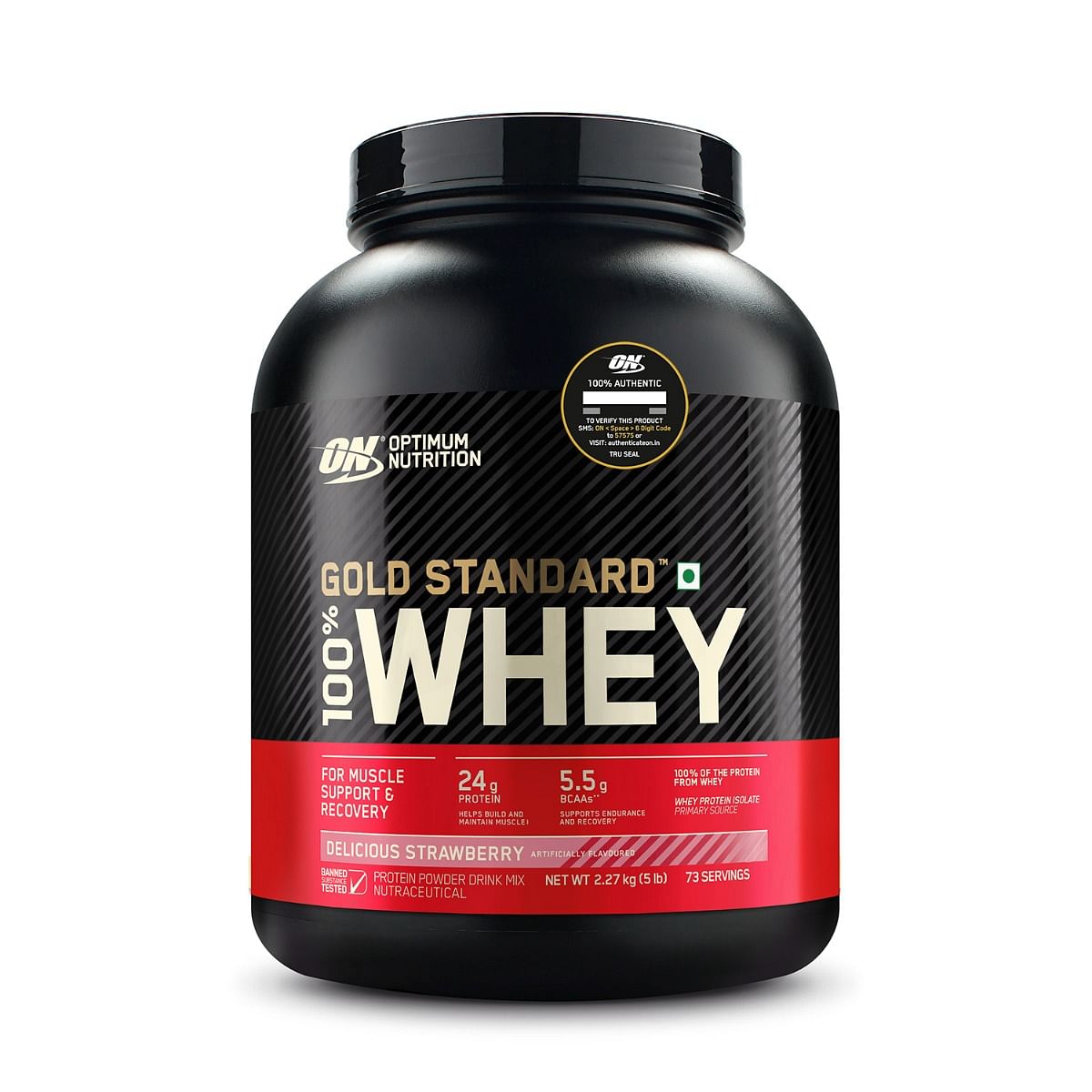 

Optimum Nutrition (ON) Gold Standard 100% Whey Protein Powder 5 lbs, 2.27kg (Delicious Strawberry), for Muscle Support & Recovery, Vegetarian - Pri...