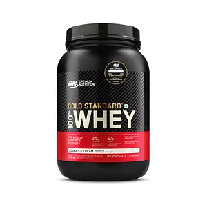 Optimum Nutrition (ON) Gold Standard 100% Whey Protein Powder 2 lbs, 907 g (Cookies & Cream), for Muscle Support & Recovery, Vegetarian - Primary Source Whey Isolate