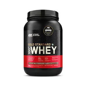 Optimum Nutrition (ON) Gold Standard 100% Whey Protein Powder 2 lbs, 907 g (Extreme Milk Chocolate), for Muscle Support & Recovery, Vegetarian - Primary Source Whey Isolate