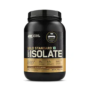Optimum Nutrition (ON) Gold Standard 100% Isolate 1.6 lb, 744 g (Chocolate Bliss), for Muscle Support & Recovery, Vegetarian - 100% Protein from Whey Isolate with Free Shaker