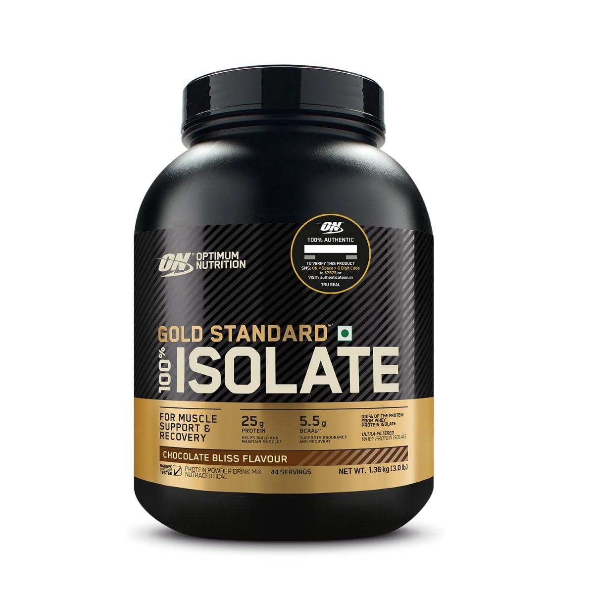 

Optimum Nutrition (ON) Gold Standard 100% Isolate 3 lbs, 1.36 kg (Chocolate Bliss), for Muscle Support & Recovery, Vegetarian - 100% Protein from W...
