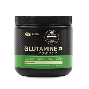 Optimum Nutrition (ON) L-Glutamine Powder- 250 Gram, 50 Serves,  5g Glutamine per serve for Amino Acid Support & Muscle Recovery, Unflavoured.