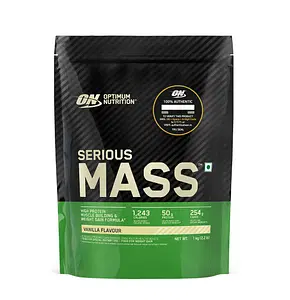 Optimum Nutrition (ON) Serious Mass 1kg | 50g Protein | Vanilla Flavour | Weight Gain | Muscle Building