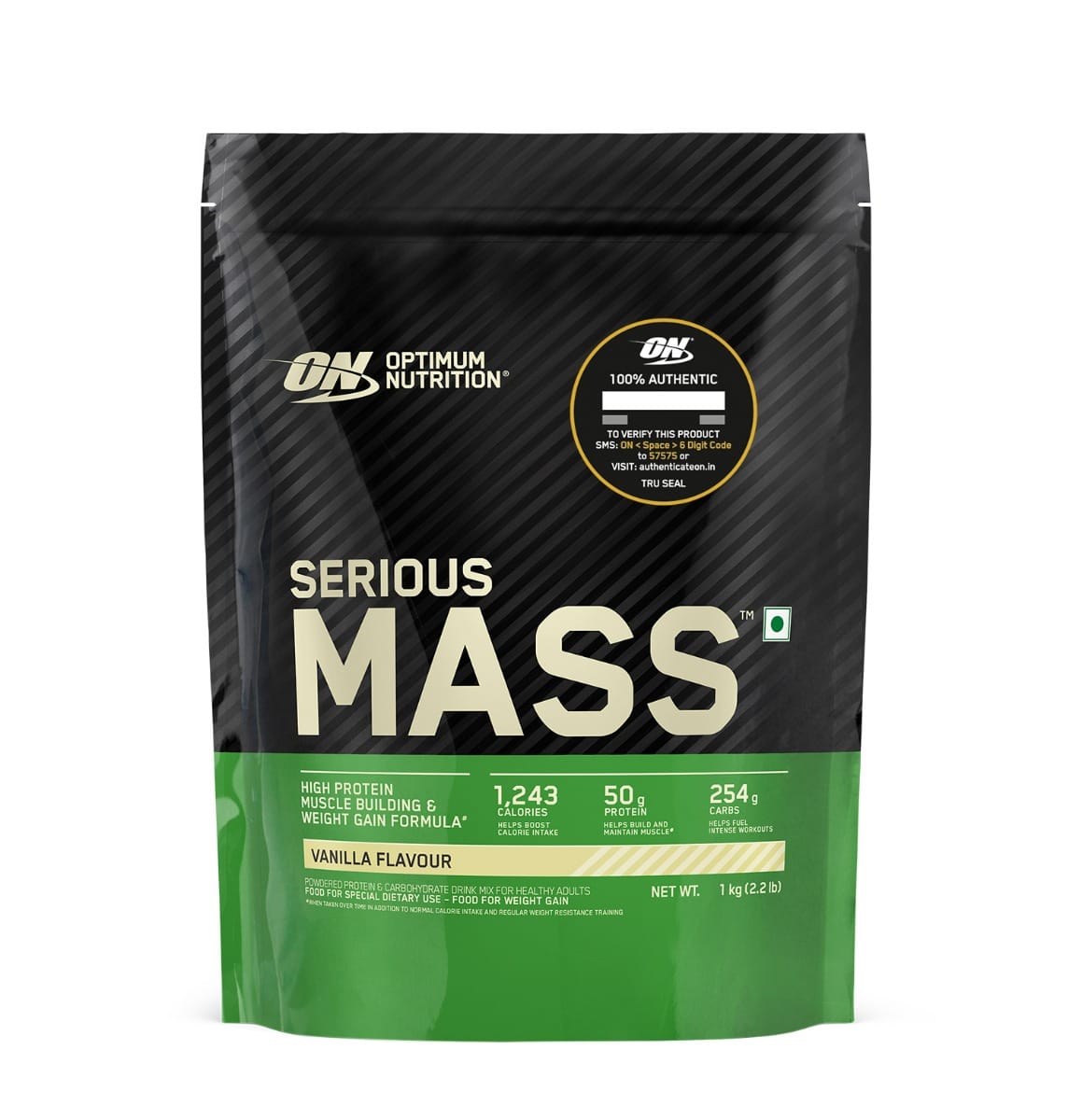 Optimum Nutrition (ON) Serious Mass High Protein Weight Gain Powder(Veg) (Vanilla) with 23+ Vitamins-Minerals, Glutamine & 3g Creatine.